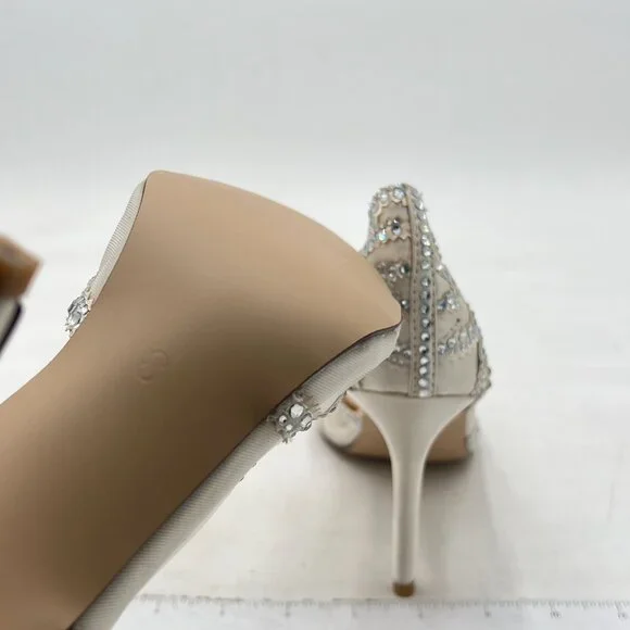 XYD Ivory and Silver Crystal Embellished Stiletto Heels - Picture 5 of 7